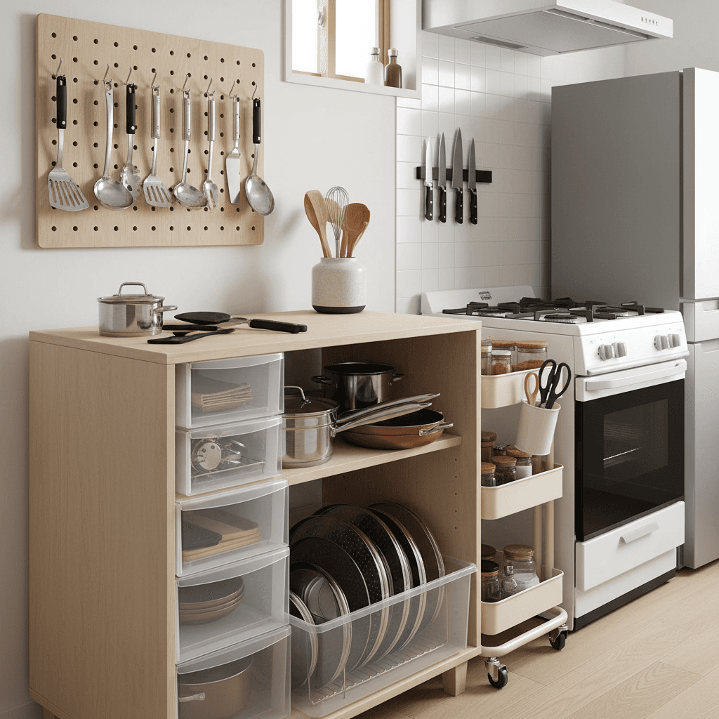 賃貸キッチンの調理器具を効率整理!DIYで叶える究極の収納術